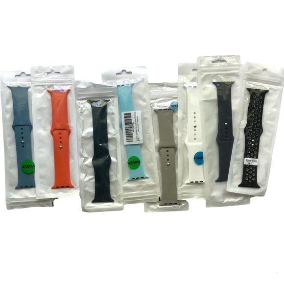 8 Silicone Sport Band Bundle Apple Watch 42/44/45 M/L NEW - Picture 1 of 10